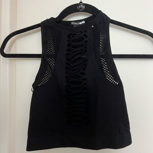 Fashion Nova Black Mesh Cutout Top